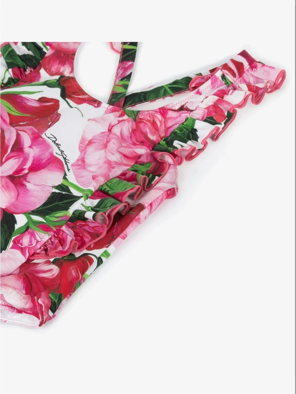 Dolce & Gabbana Girls Pink Floral Ruffle One-Piece Swimsuit - NWOT